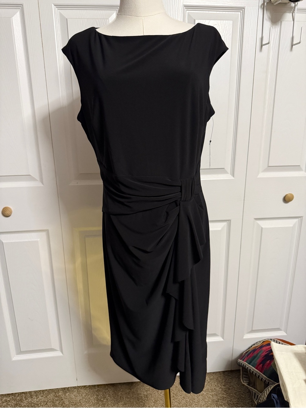 American Living Black Draped Midi Dress